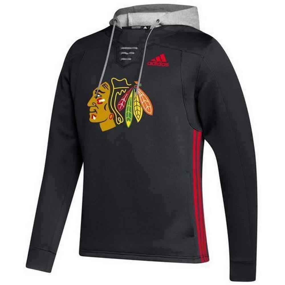 Adidas Chicago Blackhawks Hoodie Kids XL Black NHL Parley Recycled Pullover